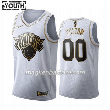 Maglia NBA New York Knicks Personalizzate Nike 2019-20 Bianco Golden Edition Swingman - Bambino